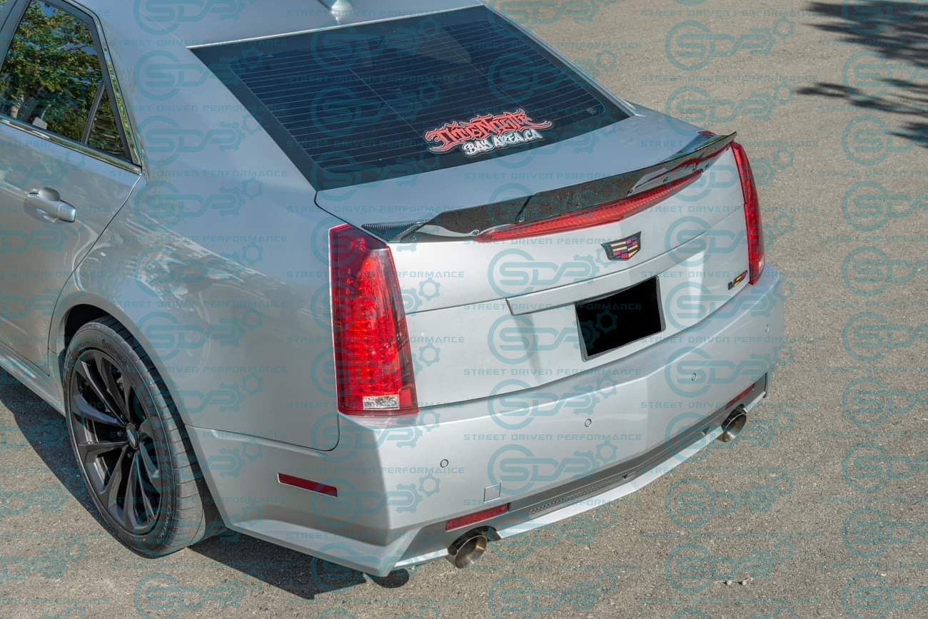 2009-2015 Cadillac CTS-V V2 | Sedan Carbon Fiber Rear Trunk Lid Wickerbill Spoiler / Wing